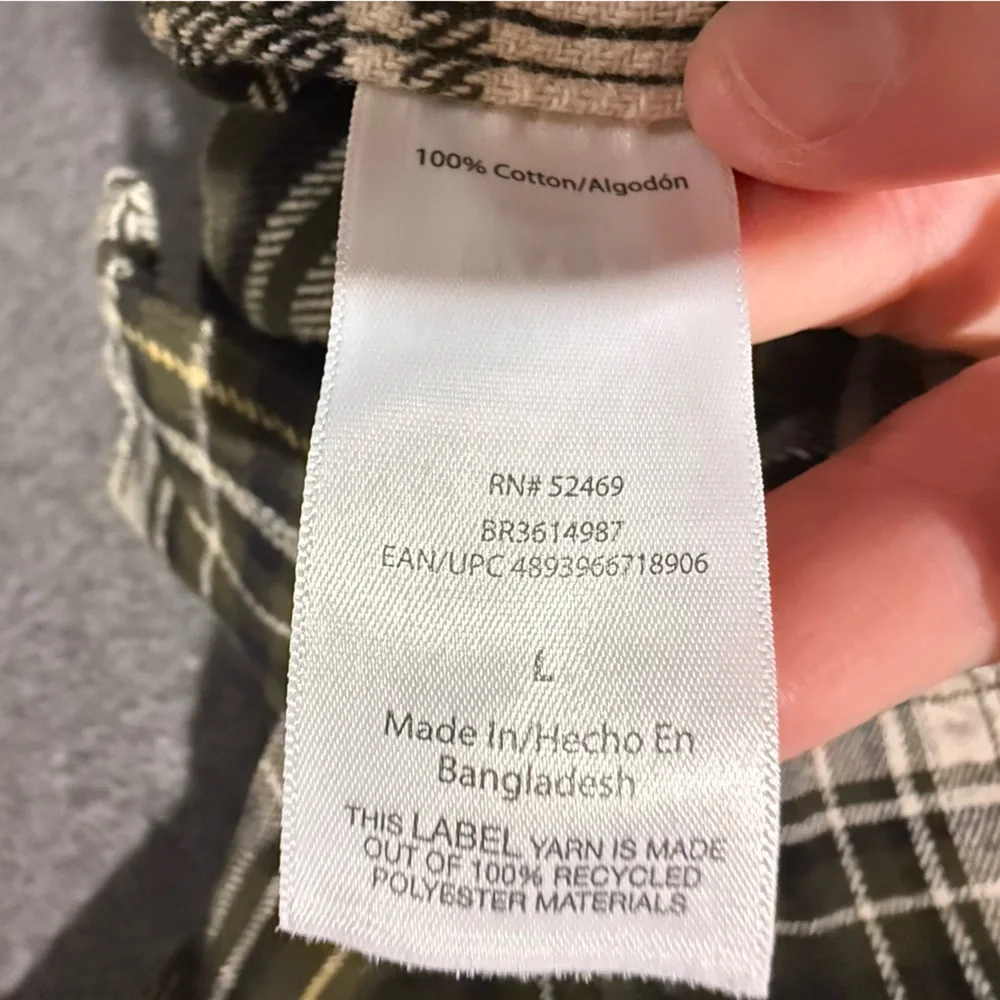 Brahma flannel shirt mens Large green white plaid button up cotton heavy work - Picture 7 of 8